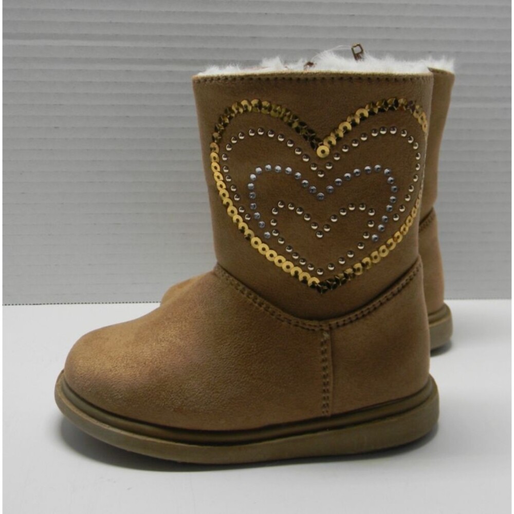 Rachel Shoes Tan Faux Zip Boots Fuzzy Lined Toddler Girls Size 7 NWOT